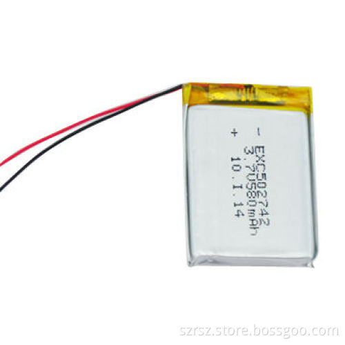 Lithium Polymer Battery Pack with 3.7V Voltage, 580mAh Capacity